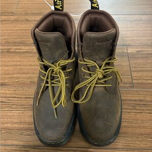 Dr. Martens Brown Boots with Yellow Laces